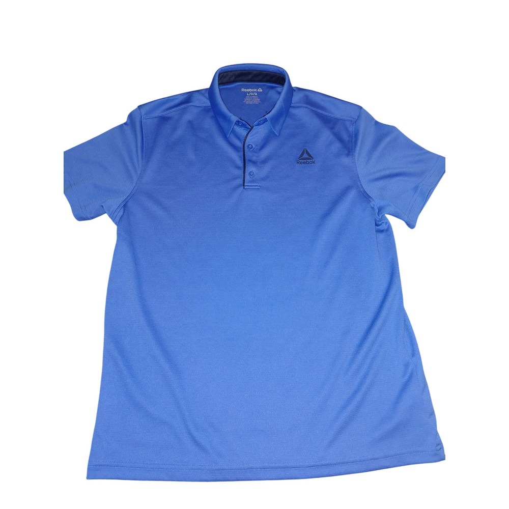 Reebok Mens Blue Performance Golf Polo Shirt Size Large Short Sleeve Athletic